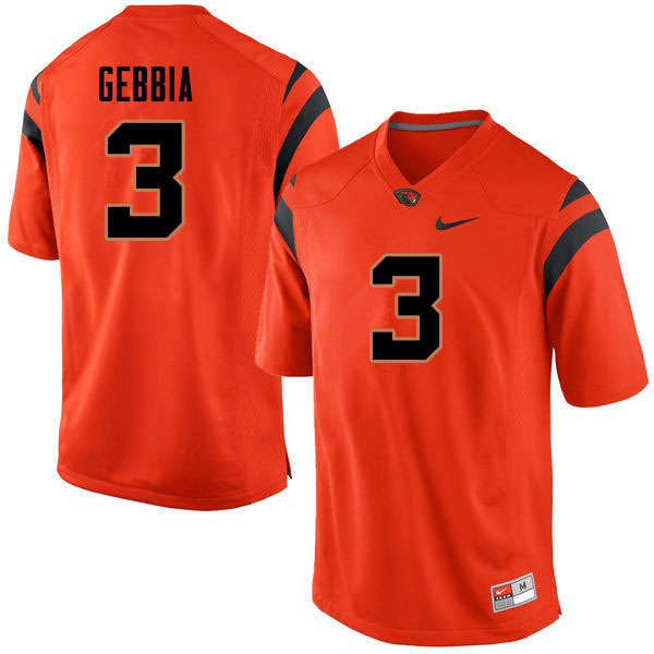 Men #3 Tristan Gebbia Oregon State Beavers College Football Jerseys Sale-Orange